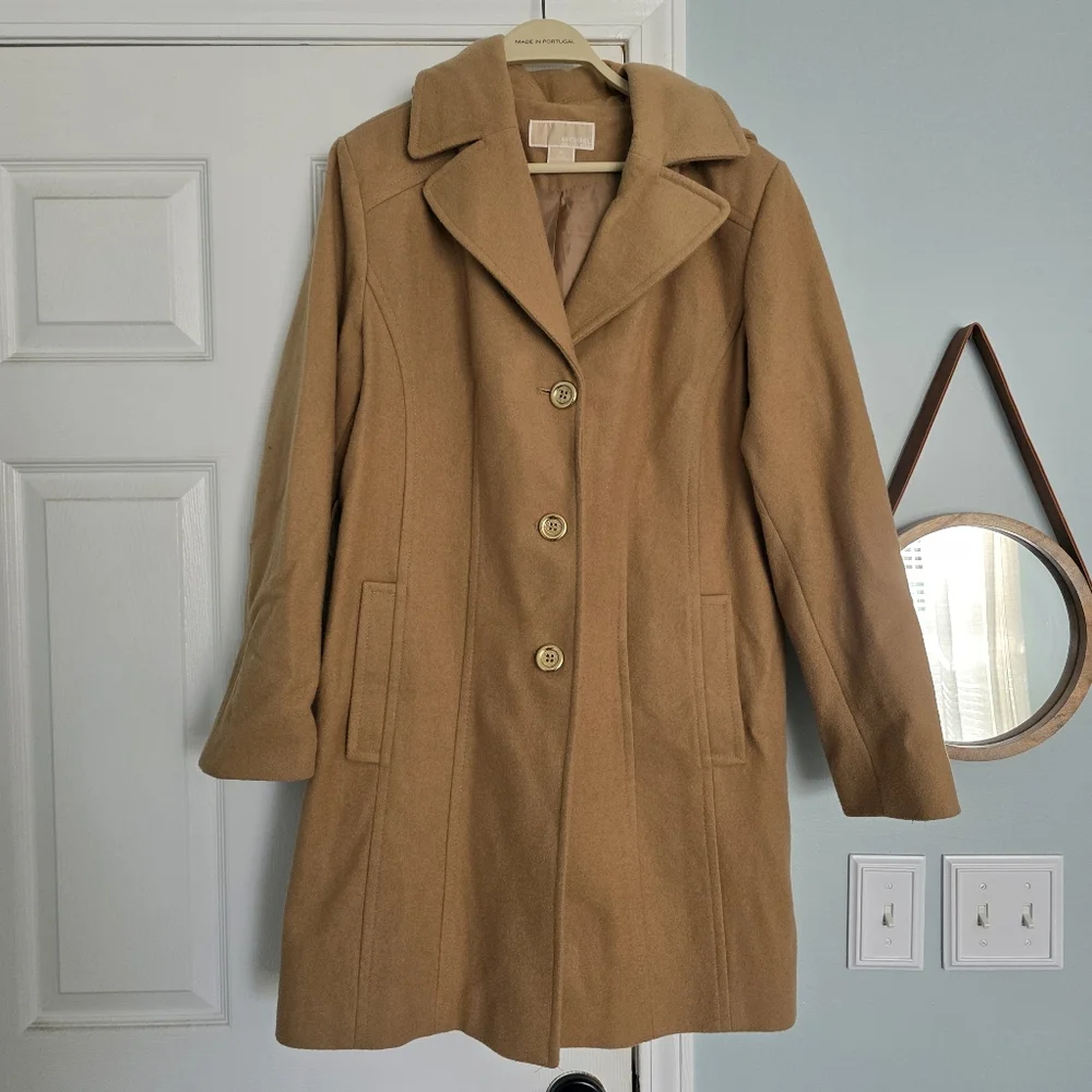 Michael Kors Belted Camel Wool Blend Coat XL - Picture 3 of 10